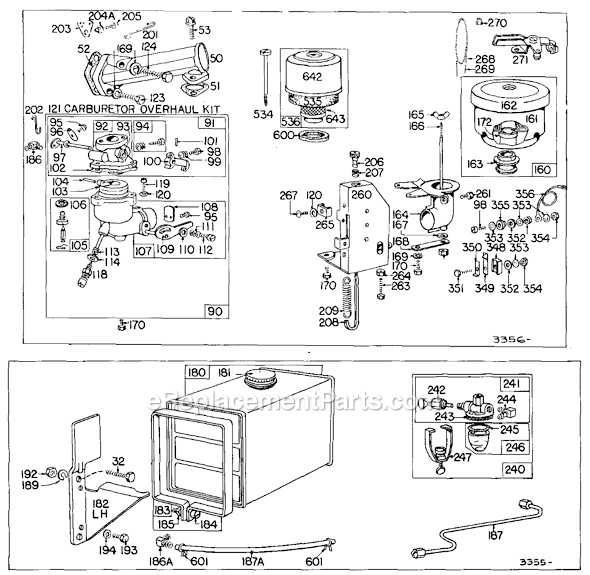 Page B Diagram and Parts List for 142700SERIES  Briggs and Stratton Engine